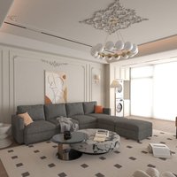 TinyHomie - Modern Large Sectional Sofa U-Shape Modular Sectional Couch with Storage Function 123in Sofa Bed with Ottoman - Gray