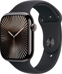 Refurbished Excellent - Apple Watch Series 10 (GPS+Cellular) 46mm Titanium Case with Black Sport Band - M/L - Slate (AT&T) - (2024)