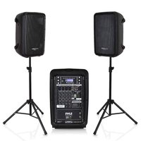Pyle - PA Speaker DJ Mixer Bundle - 300 W Portable