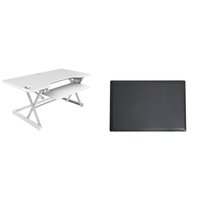 Rocelco - 46" Large Height Adjustable Standing Desk Converter with Anti Fatigue Mat BUNDLE, Retractable Keyboard Tray - White