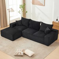 Jojoka - 110'' Oversiz8ed Modular L-Shape Sectional Couch, Couches for Living Room - Black