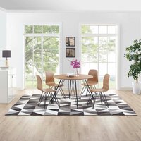 Modway - Kahula Geometric Triangle Mosaic Area Rug - Black Gray and White