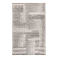 Manhattan Lane - Medium Area Rug, Indoor Outdoor, Geometric Knotted Pattern - Gray
