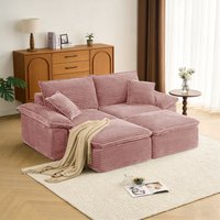 Electra Tech Xpress - 81" Boneless Cloud Couches for Living Room,Oversized Loveseat with Removable Ottoman,No Assembly - Pink