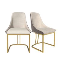 Boyel Living - PU Modern Dining Side Chair with Metal Legs and Swivel Leveling Feet (Set of 2) - Gray