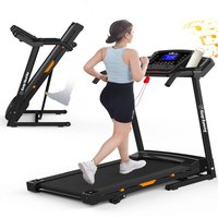 Loheer - Folding Treadmill 330LBS Capacity Compact Running Machine with Manual Incline and LED Display - Green
