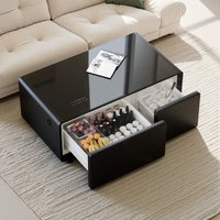 Livtab - Smart Coffee Table with Refrigeration, Freezer Drawer, Wireless Charging, Bluetooth Speaker, Perfect for Living Spaces - Black