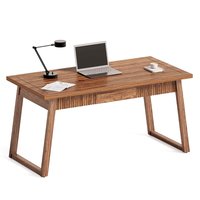 Zell Electronics - 55 Inch Walnut Executive DeskMinimalist Wooden Writing Table for Home Office or Study Use - Walnut Brown