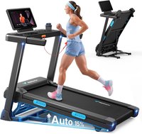MERACH - Incline Treadmill with Incline 15%, 300LBS, Foldable Handle, 3.0HP, 17.32" × 43.31" Spacious Running Belt - Black