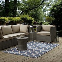 Modway - Cerelia Moroccan Trellis Indoor and Outdoor Area Rug - Blue and Beige