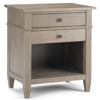 Tiramisubest - Distressed Grey Bedside Table with Drawers and Open Storage, Transitional Design, Assembly Required - Brown