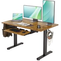Hirose Alice - YDN Standing Desk, Height Adjustable Computer Desk with Keyboard Tray, nch ic Ergonomic Desk for Home Offic - Rustic Brown 48