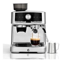 GARVEE - 20 Bar Pressure Stainless Steel Espresso Machine with Grinder, 1.5L Removable Water Tank, Milk Frother Steam Wand, - Silver