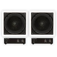 Theater Solutions by Goldwood - TS1000 Passive 10" Home Theater in Wall 2 Subwoofers and 2 Amps Set - Paintable White