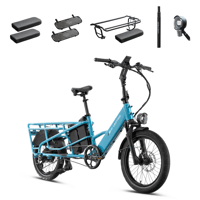 Lectric eBikes - XPedition2 Dual-Battery eBike (Max 120mi/28mph) + Orbitor/Headlight/Running Boards/Seat Post/Cushions - Raindrop Blue