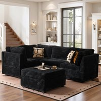 Ovios - 98" Modular Sectional Sofa, 4 Seat L Shaped Couch with Ottoman for Living Room & Apartment - Black