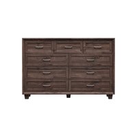 Famapy - 9 - Drawer Horizontal Dresser: Retro - Inspired, Wood - Grain Organizer - Brown