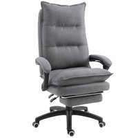 Vinsetto - 360° Swivel Executive Home Office Chair Adjustable Height Linen Style Fabric Recliner with Retractable Footrest - Gray