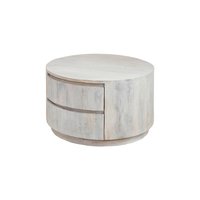 Carolina Chair & Table - Christa 2-Drawer 30" Round Coffee Table - Whitewash - White