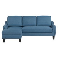 OSP Home Furnishings - Lester Sofa with Chaise and Twin Sleeper in Blue fabric with Black legs - Blue