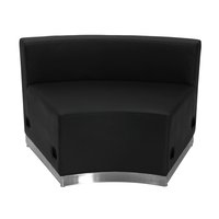 Emma + Oliver - Modular Reception Concave Chair with Brushed Stainless Steel Base - Black