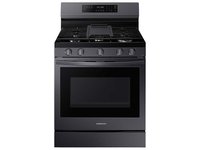 Samsung - 6.0 Cu. Ft. Freestanding Gas Convection Range with WiFi and No-Preheat Air Fry - Fingerprint Resistant Black Stainless Steel