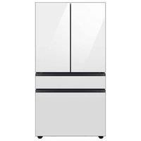 Samsung - 36 in. Wide BESPOKE 23 cu. ft. 4-Door French Door Counter Depth Smart Refrigerator with Beverage Center - White Glass