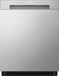 LG - 24-in Front Control Built-In Stainless Steel Tub Dishwasher with SenseClean and 52dBA - Stainless Steel Look