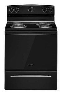 Amana - 30 in. Wide 4 elements 4.8 cu. ft. Freestanding Single Oven Electric Range with Easy-Clean Glass Door - Black
