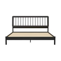 Walker Edison - Mid-Century Modern Slatted Solid Wood King Bedframe - Black