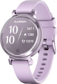 Garmin - Lily 2 Smartwatch 34 mm Anodized Aluminum - Metallic Lilac with Lilac Silicone Band - (2024)