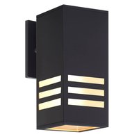METALTON - Outdoor Wall Lamp Exterior Lighting Fixture - Etl Listed Aluminum Waterproof Mount Cylinder Design Up down - Rectangle (Black B)