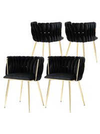 Trinkets Crazed - Upholstered Velvet Dining Chairs Set Of 4, Modern Living Room Chair, Mid-Century Accent Side Chair - Black