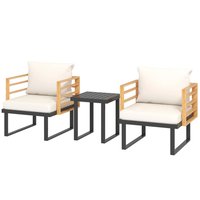 Resenkos - 3 Pieces Metal Bistro Set, Two Armchairs And A Square Table,Steel, Polyester, Foam - Beige