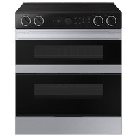 Samsung - Bespoke 6.3 Cu. Ft. Slide-In Electric Convection Range with Flex Duo Convertible Double Oven Technology - Stainless Steel