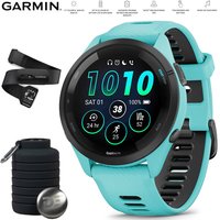 Garmin - Forerunner 265 GPS Smartwatch Aqua/Black + Bottle & Heart Rate Strap M-XL - Black/Aqua - (2023)