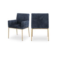 Meridian Furniture - Reeves Navy Chenille Fabric Dining Chair, Set of 2 - Blue
