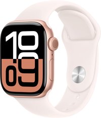 Refurbished Excellent - Apple Watch Series 10 (GPS+Cellular) 42mm Aluminum Case with Light Blush Sport Band - M/L - Rose Gold (AT&T) - (2024)