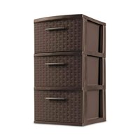 Sterilite - 3 Drawer Decorative Plastic Weave Storage Tower, 8-Pack, Espresso