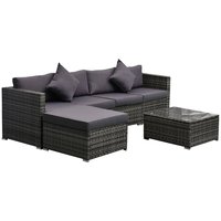 Resenkos - 6 Pieces Patio Furniture Set, PE Rattan - Gray