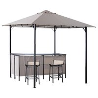 Spaco - 8'x8' Gazebo Canopy Set, 3-Piece Patio Bar Table with Storage, Outdoor - Beige