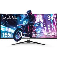 Z-Edge - UG34 34" UWQHD 3440 x 1440 Ultra Wide 21:9 165Hz 1ms 2K Curved Gaming Monitor - Black