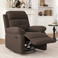 Aukfa - Small Rocker Swivel Recliner Chair for Adults Women for Small Spaces, Bedroom, Living Room - Chocolate