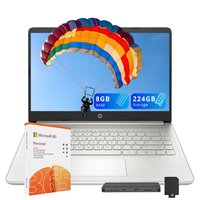 HP - Upgraded - Stream 14" HD Laptop, Intel Celeron N4120, 8GB RAM, 64GB eMMC, Win 11 S,160GB Docking Station - Silver