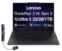 Lenovo - Upgraded - ThinkPad E16 Laptop 16'' Touchscreen (Intel Ultra 5-225U, 32GB DDR5, 1TB SSD, Win 11 Pro) w/DKZ USB Hub - Black