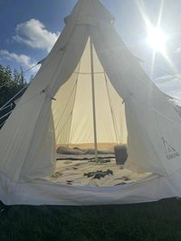 APRILSOUL - Tent 4 Season 10ft Glamping Hot Tent Family Camping Hiking Canvas Tent Aluminum Pole - White
