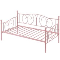 Hivvago - Twin size Victorian Metal Daybed Frame - 350 lbs. Weight Capacity - Pink