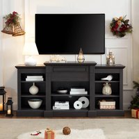 APRILSOUL - Media Console Large Storage Cabinet Modern Grey 66W17D32H - Gray