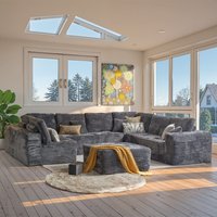 Ovios - 135" Modular Sectional Cloud Sofa, U Shaped Couch with Chaise Lounge for Living Room - Grey(H8)