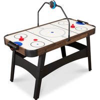 Best Choice Products - 54in Air Hockey Game Table w/ LED Lights, Scoreboard, Powerful Motor - Walnut